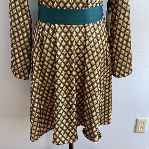 Unique Vintage Blue/Green & Gold Deco Motif Print Flare Dress- Size 3X (20)- NWT - Picture 4 of 9